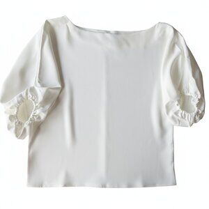 White Elasticated Puff Sleeve Blouse